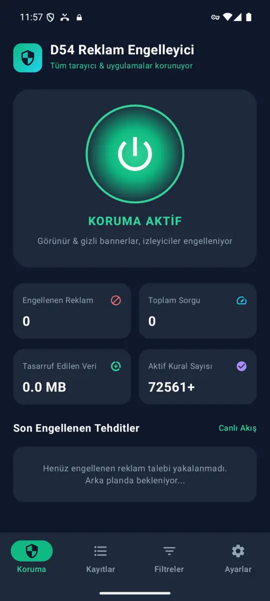 D54 Mobil Reklam ve İzleyici Engelleyici (Android APK) ekran görüntüsü 1