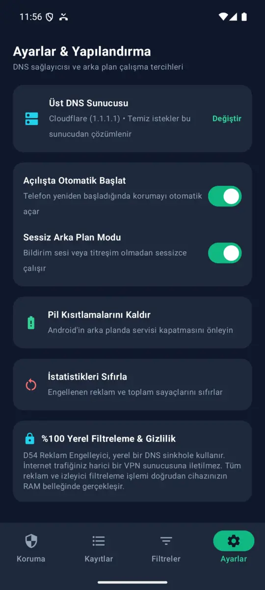 D54 Mobil Reklam ve İzleyici Engelleyici (Android APK) ekran görüntüsü 4