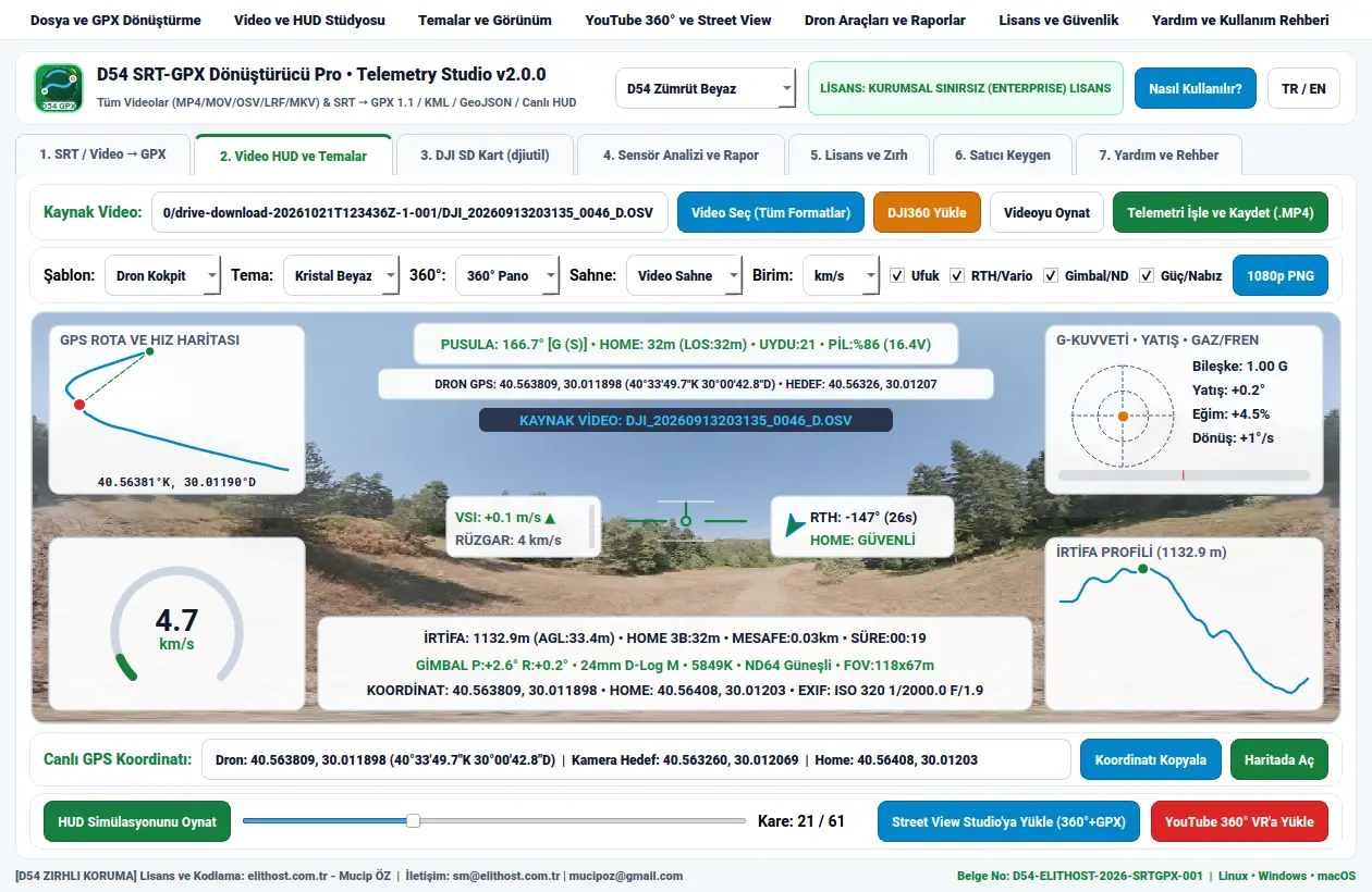 D54 SRT-GPX Dönüştürücü & Telemetry Studio Pro ekran görüntüsü 3